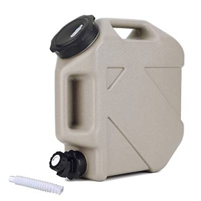 RUYI Wasserkanister mit Hahn und Schraubdeckel, Camping Wasserkanister BPA-frei Trinkwasserkanister, Tragbarer Wassertank mit Griff für Wohnwagen Picknick Wandern (10L, Khaki) von RUYI