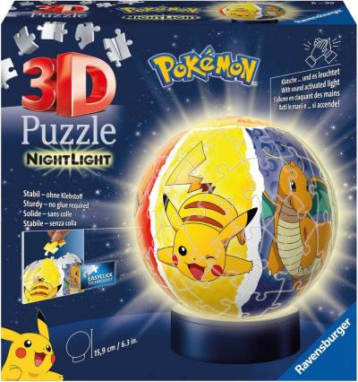 Ravensburger 3D-Puzzle Nachtlicht - Pokémon, 72 Puzzleteile, mit Leuchtsockel, Made in Europe, FSC® - schützt Wald - weltweit von Ravensburger