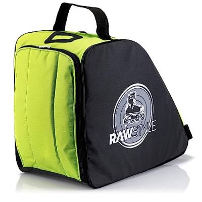 Rawstyle Inliner Rucksack Rollschuhtasche Skate Eishockey Bag Schlittschuhtasche mit verstellbaren Schultergurten universal (schwarz-hellgrün) von Rawstyle