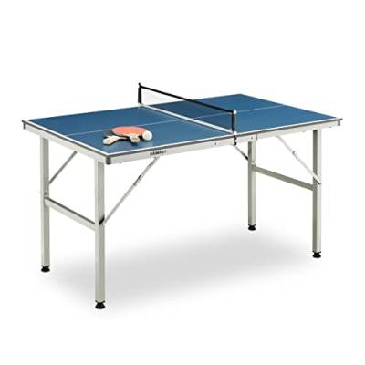 Relaxdays Tischtennisplatte Indoor, teilbar, HxBxT: 72 x 76 x 125 cm, Spaß & Bewegung, Tischtennistisch mit Netz, blau von Relaxdays