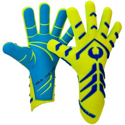 Renegade GK Apex Xtreme Trägerlose Profi-Fußball-Torwarthandschuhe | 4mm EXT Contact Grip | Gelb & Blau Torwart Handschuhe (Größe 10, Erwachsene, Evo2 Negative Cut, Level 5.5) von Renegade GK