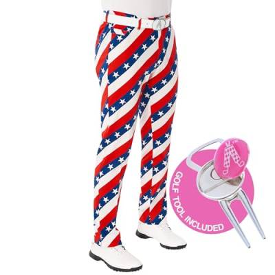 ROYAL & AWESOME HERREN-GOLFHOSE, Mehrfarbig (Pars and Stripes), W30/L30 von Royal & Awesome