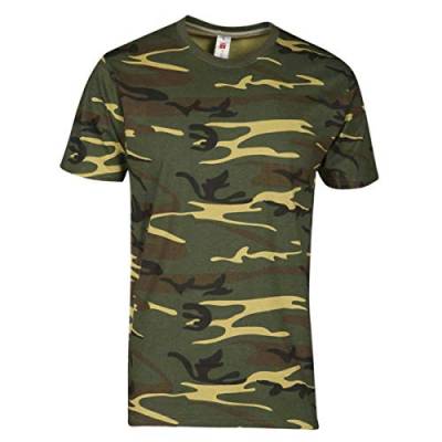 S.B.J - Sportland Kids Camouflage Shirt Classic Army Style T-Shirt für Kinder Kurzarm in Tarnfarbe grün, Gr. 128/134 von S.B.J - Sportland