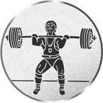 S.B.J - Sportland Pokal/Medaille Emblem, Motiv Gewichtheben, Durchmesser 50 mm, Silber von S.B.J - Sportland