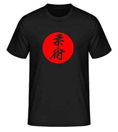 S.B.J - Sportland schweres Qualitäts Ju-Jutsu T-Shirt mit Motiv/Schriftzeichen/Kanji Ju-Jutsu in japanischer Sonne, Farbe schwarz, Gr. M von S.B.J - Sportland