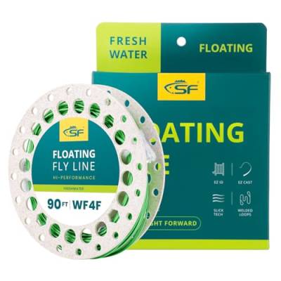 SF Fliegenfischen Schnur Schwimmend mit geschweißten Schlaufengewicht-Vorwärtsfliegenschnüren #Gras-Grün 90FT WF4F von SF