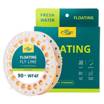 SF Fliegenfischen Schnur Schwimmend mit geschweißten Schlaufengewicht-Vorwärtsfliegenschnüren #Orange 90FT WF4F von SF