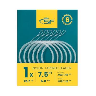 SF Vorgebundene Schlaufe zum Fliegenfischen Tapered Vorfach Nylon (6 Packungen) 7.5FT 1X von SF