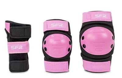 SFR Skates Youth Ramp Triple Pad Skateboard-Schutz-Set, Unisex, für Erwachsene, Mehrfarbig (schwarz/pink), M von SFR Skates