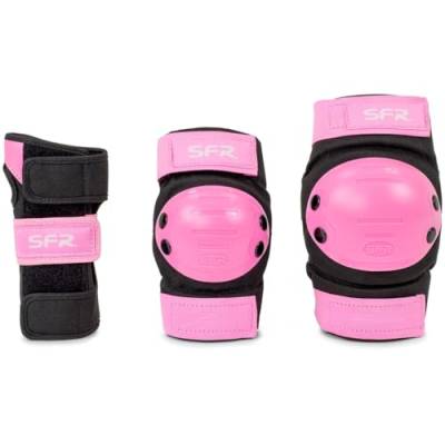 SFR Youth Ramp Triple Pad Skateboard-Schutz-Set, Unisex, für Erwachsene, Mehrfarbig (schwarz/pink), L von SFR