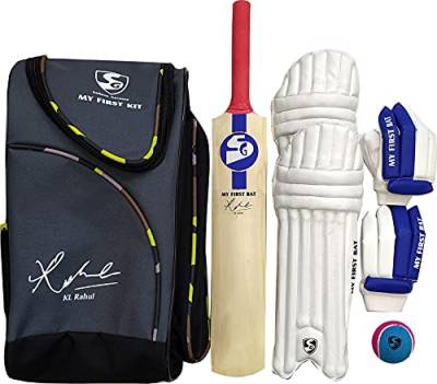 SG Boys My First Kit KL RAHUL Signed (Multicolor, Age: 3-5 Years) | Includes: 1 Bat, Leg Guard & 1 Pair Batting Gloves | Ideal Junior Cricket | for Tennis Ball | Lightweight, 3-5 Year von SG