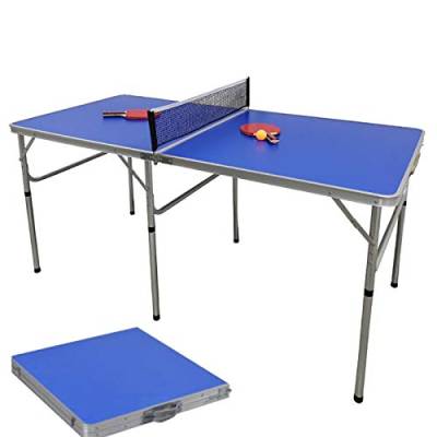 Klappbare Tischtennisplatte,152x76x76cm,Indoor Tischtennistisch mit Netz,2 Schläger,Ballhalter+3 Bälle von SHIOUCY