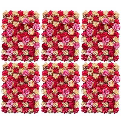 SHIOUCY 6 Stück Blumenwand Dekoration Künstliche Rosenwand Hintergrund Kunstblumenwand von SHIOUCY
