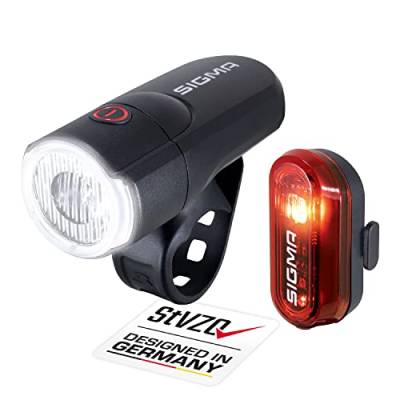SIGMA SPORT - LED Fahrradlicht mit Batterien Set AURA 30 und CURVE | StVZO zugelassenes Vorderlicht und Rücklicht | Farbe: Schwarz von SIGMA SPORT