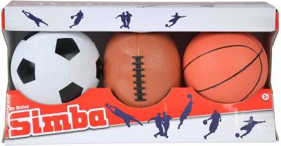 SIMBA Spielball Simba Mini Spielbälle Set, 3 Stück Fußball, Basketball, Football Größe 9-10 cm von SIMBA