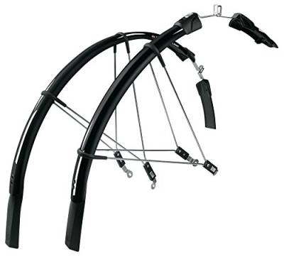 SKS GERMANY RACEBLADE LONG Schutzblech-Set,ideal für Rennräder (superleichtes Fahrradzubehör mit extra langem Spoiler,Quick-Release-Befestigung,inkl. Streben und Befestigungsmaterial),Schwarz von SKS GERMANY