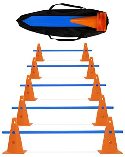 SPORTIKEL24 5 x Parcours-Hürde – Kegel-Hindernis für Agility Training – Steckhürden für Hund, Sport, Pferd & Kind – 5er-Set (orange/blau) von SPORTIKEL24