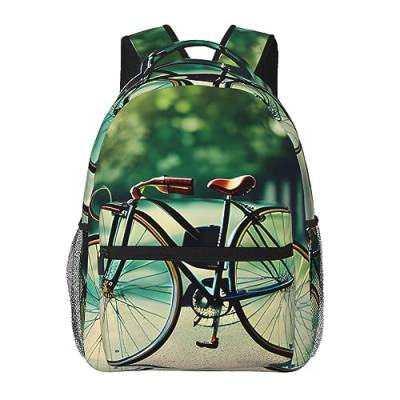SSIMOO Leichter Rucksack mit zwei Schultern, Libelle und Lotus, einfaches Segeltuch, geräumiges Design, Retro Fahrrad, Taille unique von SSIMOO