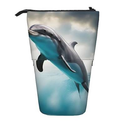 SSIMOO Lustiger Delphin Blick auf Sie erweiterbare Aufbewahrungstasche, mit Reißverschluss Artikeltasche pa | Büro-Organizer für Schreibtisch von SSIMOO