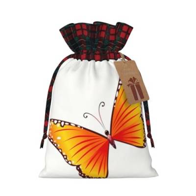 SSIMOO Schöner Geschenkbeutel mit Kordelzug aus Leinen und Schmetterling, eleganter Stoffbeutel für Festivals und besondere Anlässe von SSIMOO
