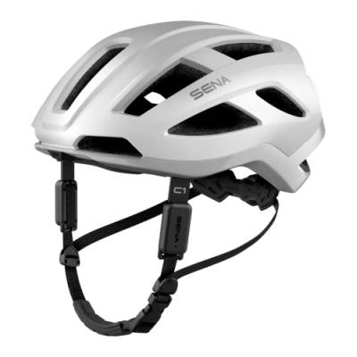 Sena Adult C1 Smart Helm mit Bluetooth Gegensprechanlage und Smartphone-Konnektivität für Musik, GPS und Telefonanrufe, Matt Weiß, M von Sena