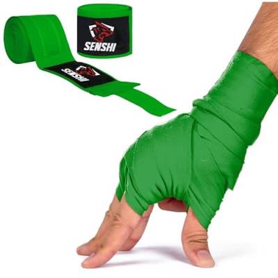 Senshi Japan Gummizug Hand Wraps grün (Paar) für Boxen MMA Muay Thai Innere Handschuhe (Paar) von Senshi Japan