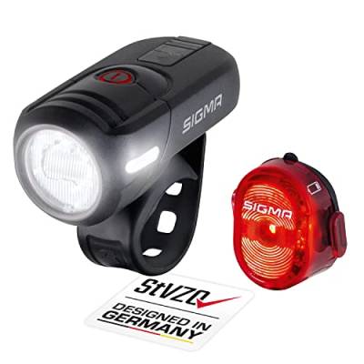 SIGMA SPORT - LED Fahrradlicht Set Aura 45 und NUGGET II | StVZO zugelassenes, akkubetriebenes Vorderlicht und Rücklicht von SIGMA SPORT