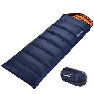 Skandika Doppelschlafsack Iceland | Single Schlafsack für Erwachsene, trennbar, bis 0°C/3°C | Winter Outdoor Camping (Single | Blau RV Links) von Skandika
