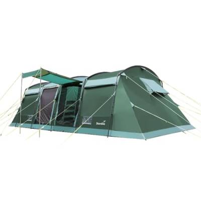 Skandika Tunnelzelt Montana 10 Personen | Camping Zelt mit/ohne eingenähten Zeltboden, mit Sleeper Technologie, 3-4 Schwarze Schlafkabinen, 5000 mm Wassersäule, Moskitonetze | Familienzelt von Skandika