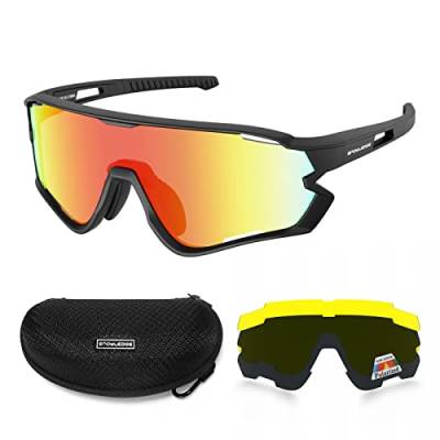 Snowledge Polarisierte Fahrradbrille mit 3 austauschbaren Gläsern für Männer Frauen Outdoor Sport Sonnenbrille von Snowledge