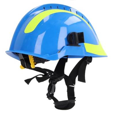 Sonew Rettungshelm, Feuerwehr-Schutzhelm, Geschlitzter Belüfteter Helm, Bausicherheits-Arbeitshelm, Hitzebeständig, Stoßdämpfend, mit Verstellbarem Futter (Blue) von Sonew