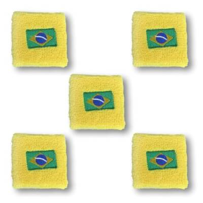 Sonia Originelli 5er Set Schweißband Sport Fitness Joggen Länder Fußball WM Fan Farbe Brasilien-Gelb von Sonia Originelli
