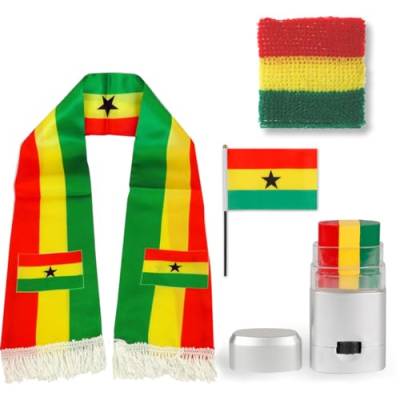 Sonia Originelli Fanset Fanartikel Fanschal Schweißband Fanschminke Schminkstft Fahne Flagge Farbe: Ghana von Sonia Originelli