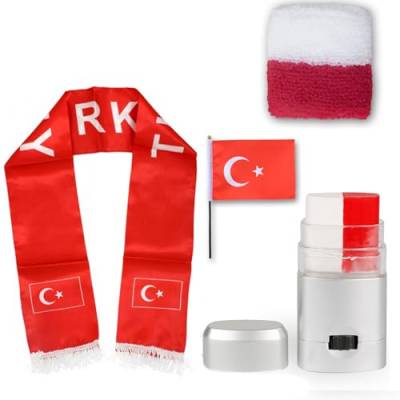 Sonia Originelli Fanset Fanartikel Fanschal Schweißband Fanschminke Schminkstft Fahne Flagge Farbe: Türkei von Sonia Originelli