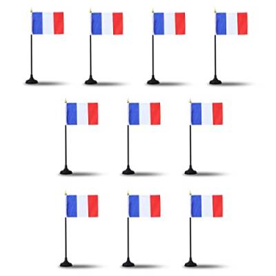 Sonia Originelli Mini Handfahnen mit Tischständer Fuß 10 Stück Set Frankreich France EM WM Flaggen Fanartikel von Sonia Originelli