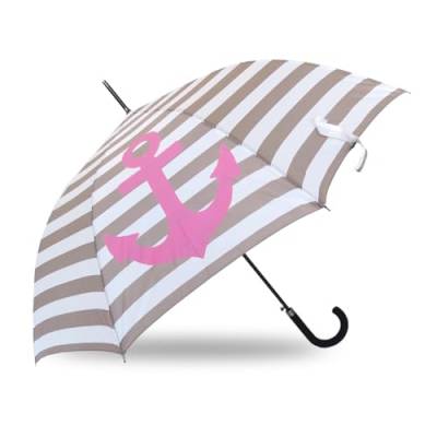 Sonia Originelli Stockschirm Maritim Anker Streifen Regenschirm Schutz Farbe Grau von Sonia Originelli