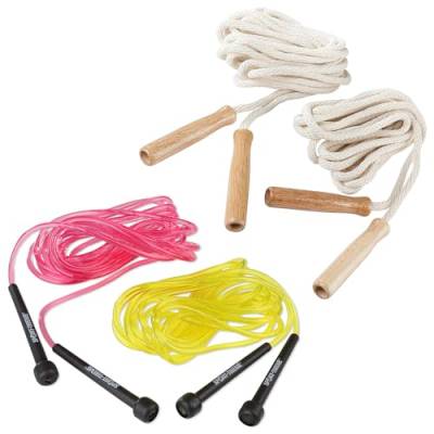 Sport-Thieme Double-Dutch Seile | Springseil-Set für Seilspringen, Gruppenseilspringen, Rope-Skipping | 4,8 m lang | Baumwolle mit Holzgriffen o. Kunststoff mit Kunststoffgriffen von Sport-Thieme