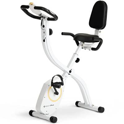 SportPlus X-Bike Heimtrainer klappbar für zuhause mit Rückenlehne, 8 Stufen, Display mit Smartphone- & Tablethalterung, mit App-Kompatibilität bis 100 kg belastbar von + SportPlus