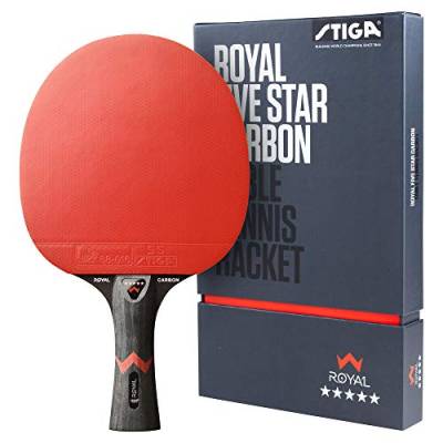 STIGA Royal 5 Sterne Tischtennis Schläger Pro Carbon, Schwarz/Rot von Stiga