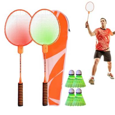 Streysisl Leuchtende Badmintonschläger,Leuchtende Badmintonschläger - Training LED-Badmintonschläger-Set - Nylon-Badmintonschläger-Set mit farbenfrohen, leuchtenden LED-Badminton-Federbällen für von Streysisl