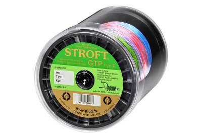 Stroft Angelschnur Stroft Schnur GTP Typ E geflochten multicolor 2000m, 2000 m Länge, 0.35 mm Fadendurchmesser, (1-St), 24kg Tragkraft von Stroft