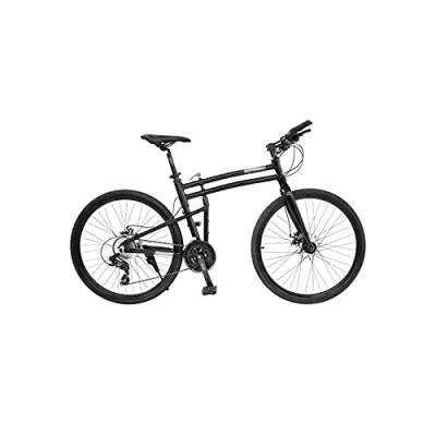 TABKER Fahrrad Variable Geschwindigkeit Erwachsene Faltbar Bike Frame Hydraulische Disc Brake City Riding 24/26 Zoll Aluminiumlegierung Rostfrei Fahrrad (Color : Black, Size : 24_26) von TABKER