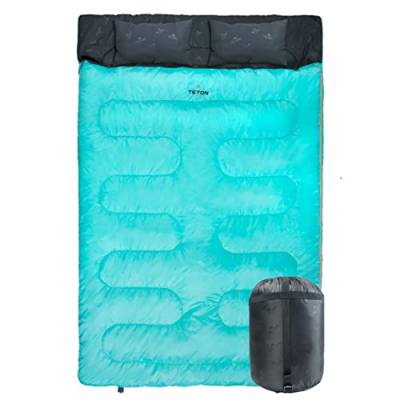 TETON Sports Cascade Doppelschlafsack; leicht, warm und bequem für Familien-Camping, Blaugrün, 221 x 152,4 cm von TETON Sports