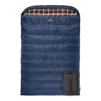 TETON Sports Mammoth +20F Queen-Size Double Sleeping Bag; Warm and Comfortable for Family Camping, Blue Taffeta, 94" x 62" von TETON Sports