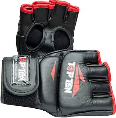 TOP TEN MMA Unisex – Erwachsene 23111-9403 Boxhandschuhe, Schwarz-Rot, S von TOP TEN MMA