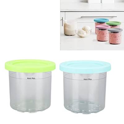 TYCIONG 2er-Pack Transparente Eisbehälter mit Deckel für Creami Pints, 600 Ml und Spülmaschinenfest – Ideal für die Aufbewahrung von Selbstgemachtem EIS (Blau und Grün) von TYCIONG