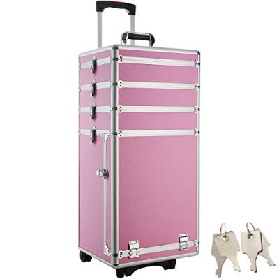 tectake® Kosmetikkoffer Pilotenkoffer Beauty Koffer Schminkkoffer Trolley Friseurkoffer -in diversen Farben- (Pink) von tectake