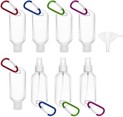 Tenlacum 50 ml nachfüllbare Flaschen Reisekarabiner mit Schlüsselanhänger-Clip, tragbarer Desinfektionsmittel, Handbehälter, transparente leere Flaschen, 8 Stück von Tenlacum