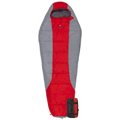 TETON Erwachsene Tracker-15˚C / +5˚F Ultraleicht Schlafsack, Rot/Grau, One Size von TETON Sports