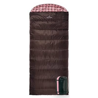 TETON Erwachsene Celsius Regular-18˚C / 0˚F Flannel-gefütterter Schlafsack, Braun/Pink, One Size von TETON Sports